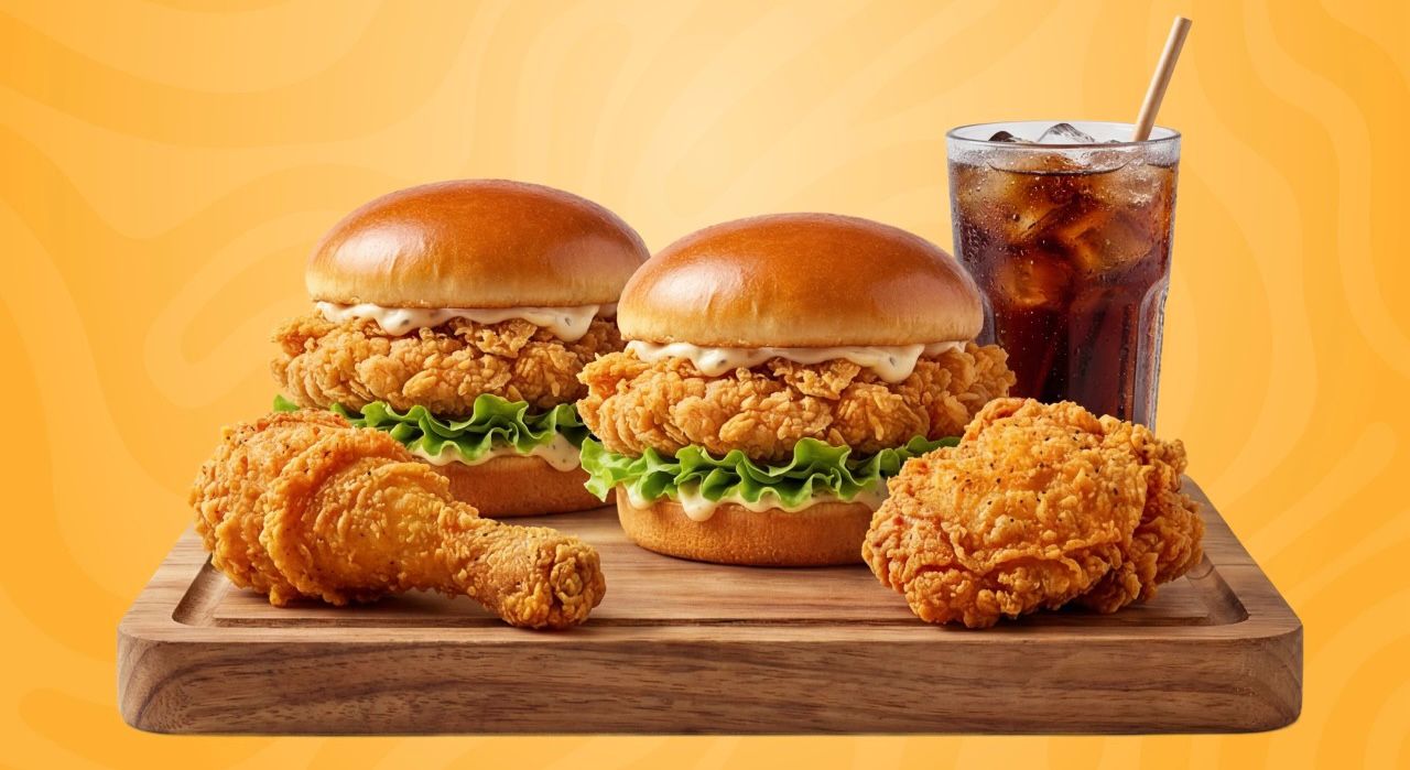 (Deal No 02) 02 Zinger Burger, 02 Chicken Piece, Fries with Two Nr Drink 